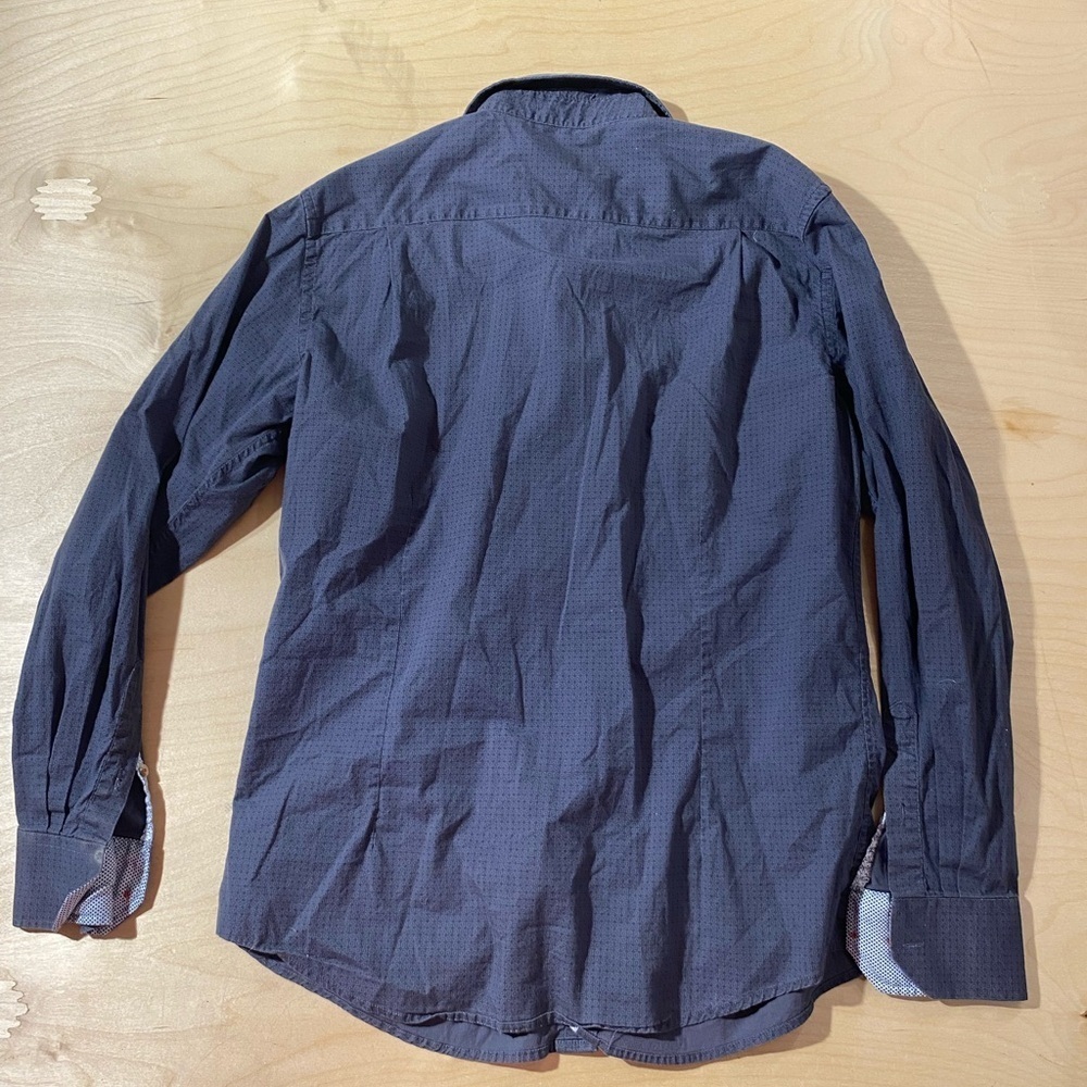 Billy London Slim Fit Dark Blue Casual Button-Down Shirt Large (NL) - Picture 9 of 10